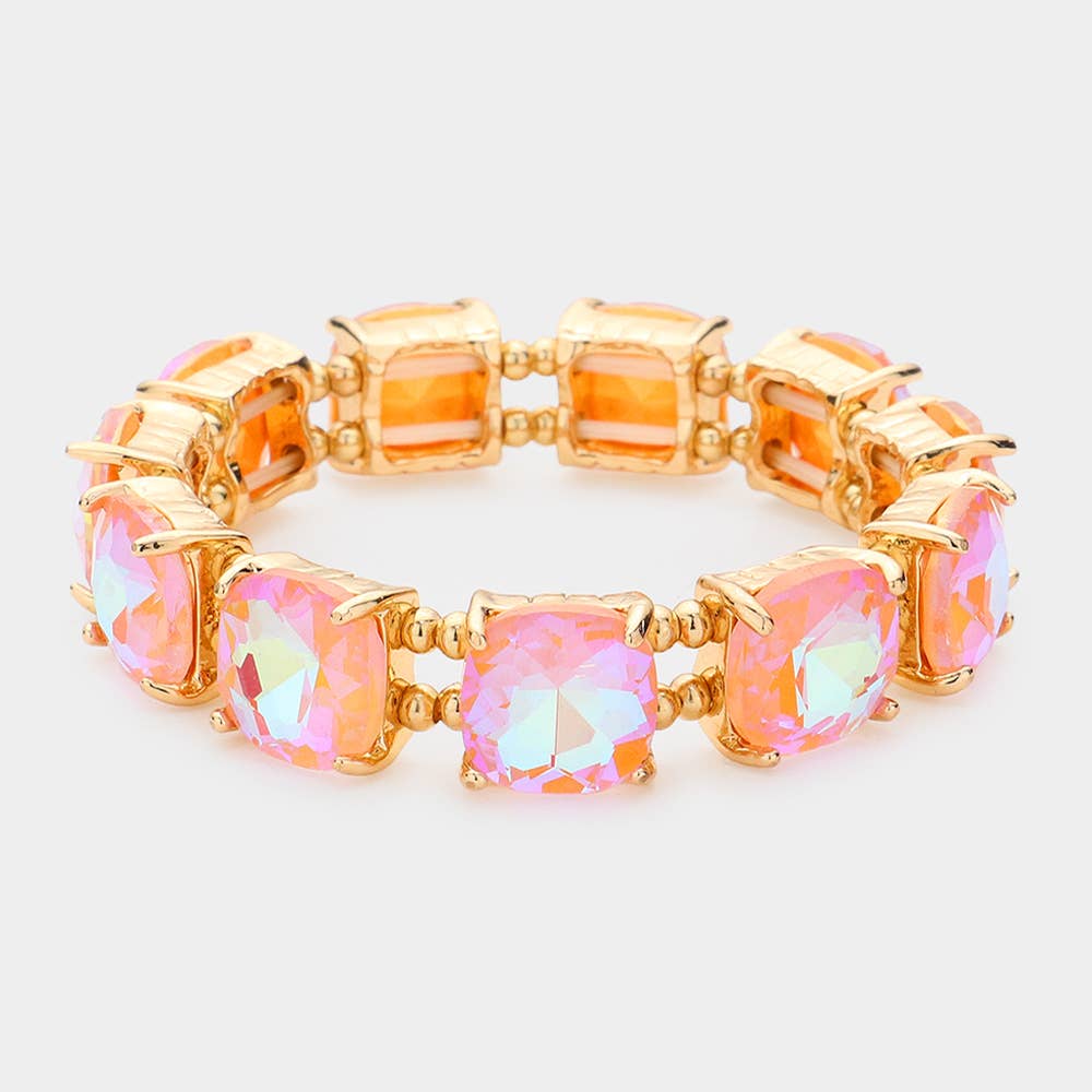 Sensibling Corp. - Cushion Square Stone Stretch Evening Bracelet: GCL