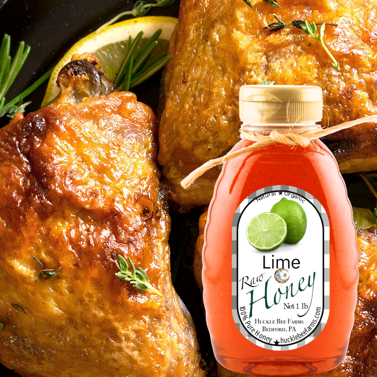 Huckle Bee Farms LLC - Lime Infused Raw Honey: 1 lb Bottle