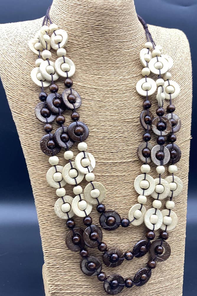 UNISHE - Colorful Wooden Beads Necklace MOQ 5pcs ZZKF648: 01 / One Size
