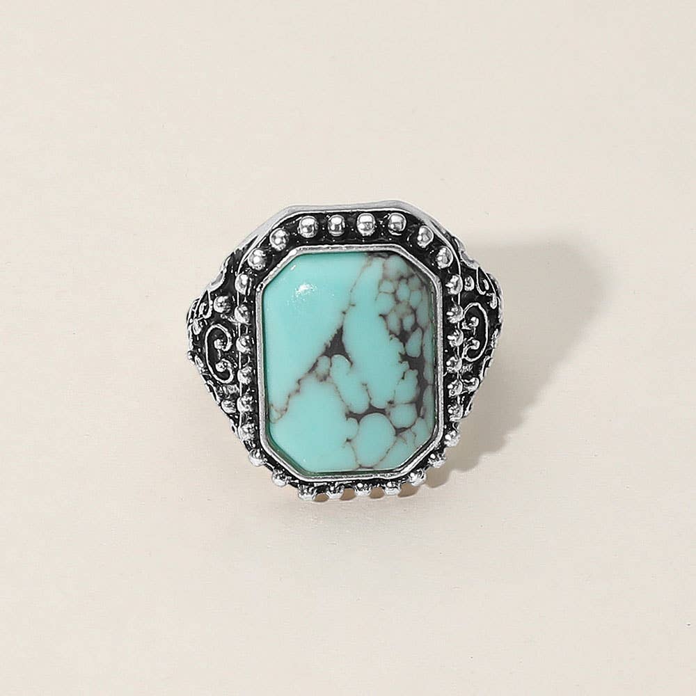 Sensibling Corp. - Rectangle Stone Stretch Ring
: Black