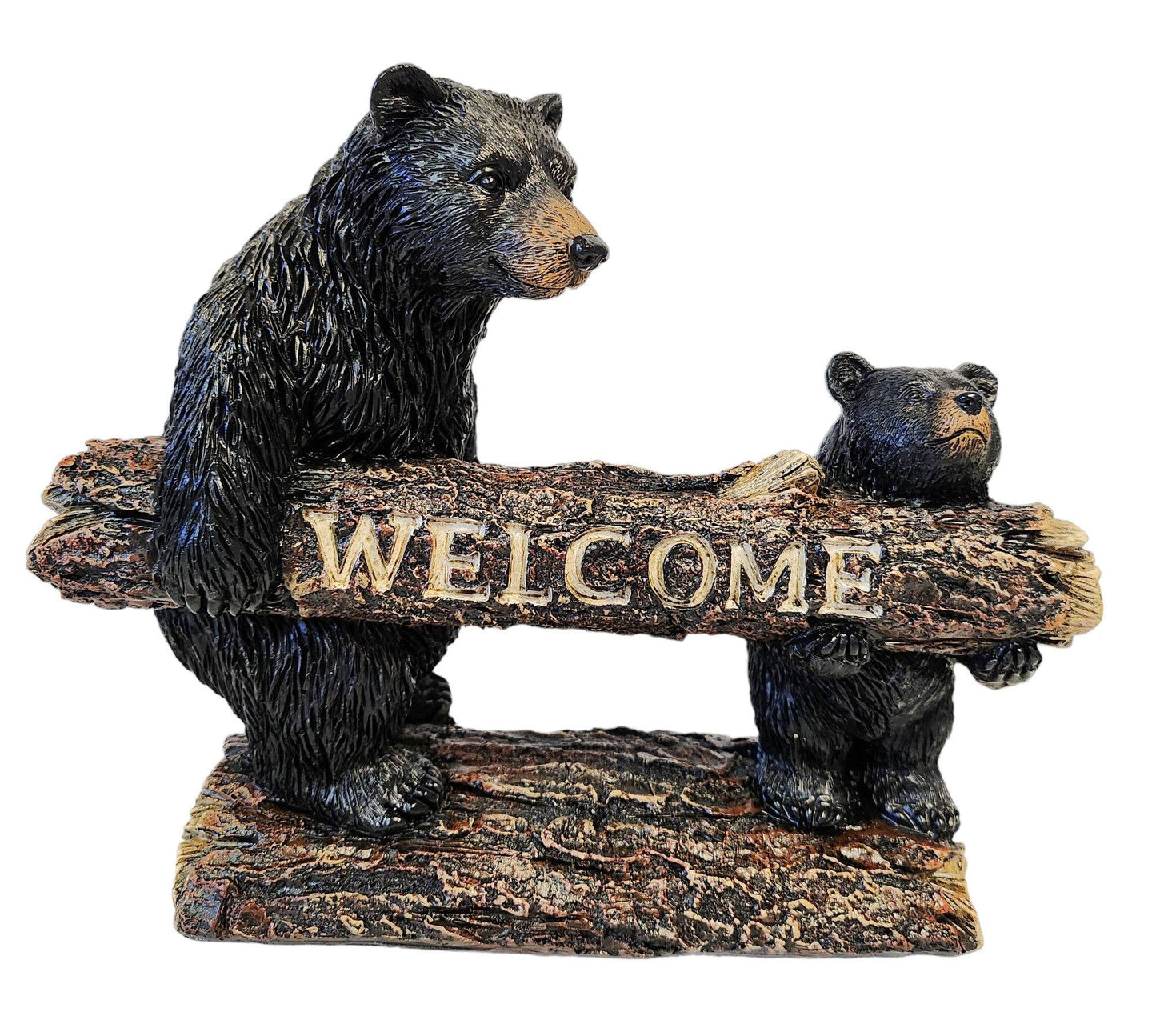 De Leon Collections - Black Bear Family Welcome Sign Lawn Garden Figurine