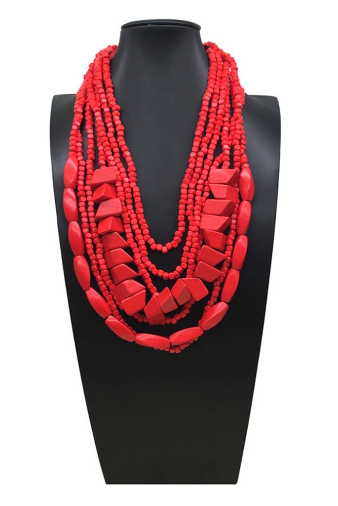 UNISHE - Colorful Wooden Necklace ZK1456: 09 / One Size