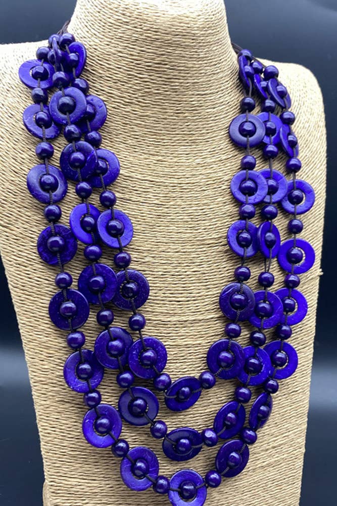 UNISHE - Colorful Wooden Beads Necklace MOQ 5pcs ZZKF648: 01 / One Size