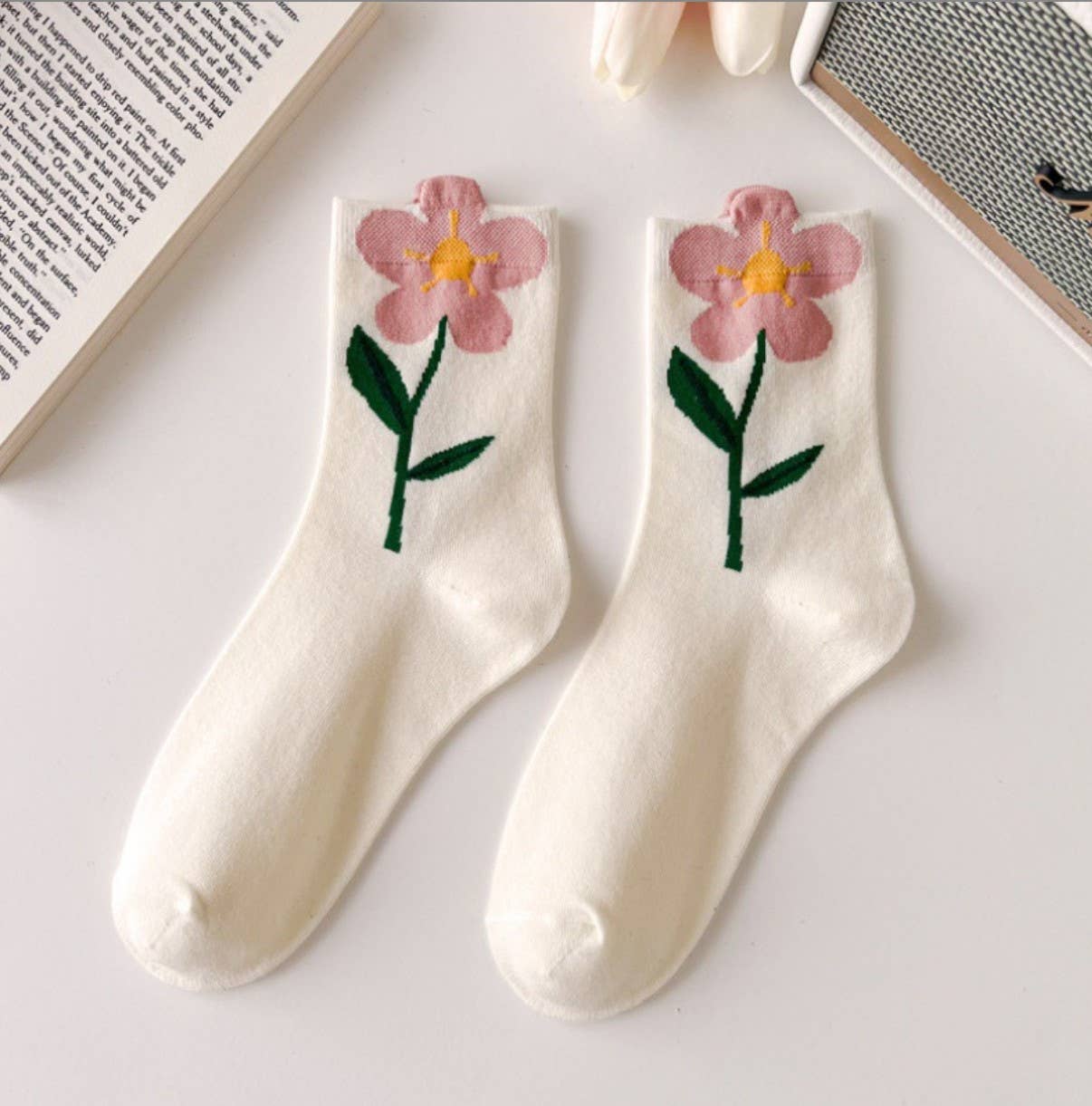 JC Sunny Fashion - JCS010 3D Floral Spring/Summer Socks: Assorted 5 pairs/pack--1 pattern per pair; min. 4 packs 20 pairs