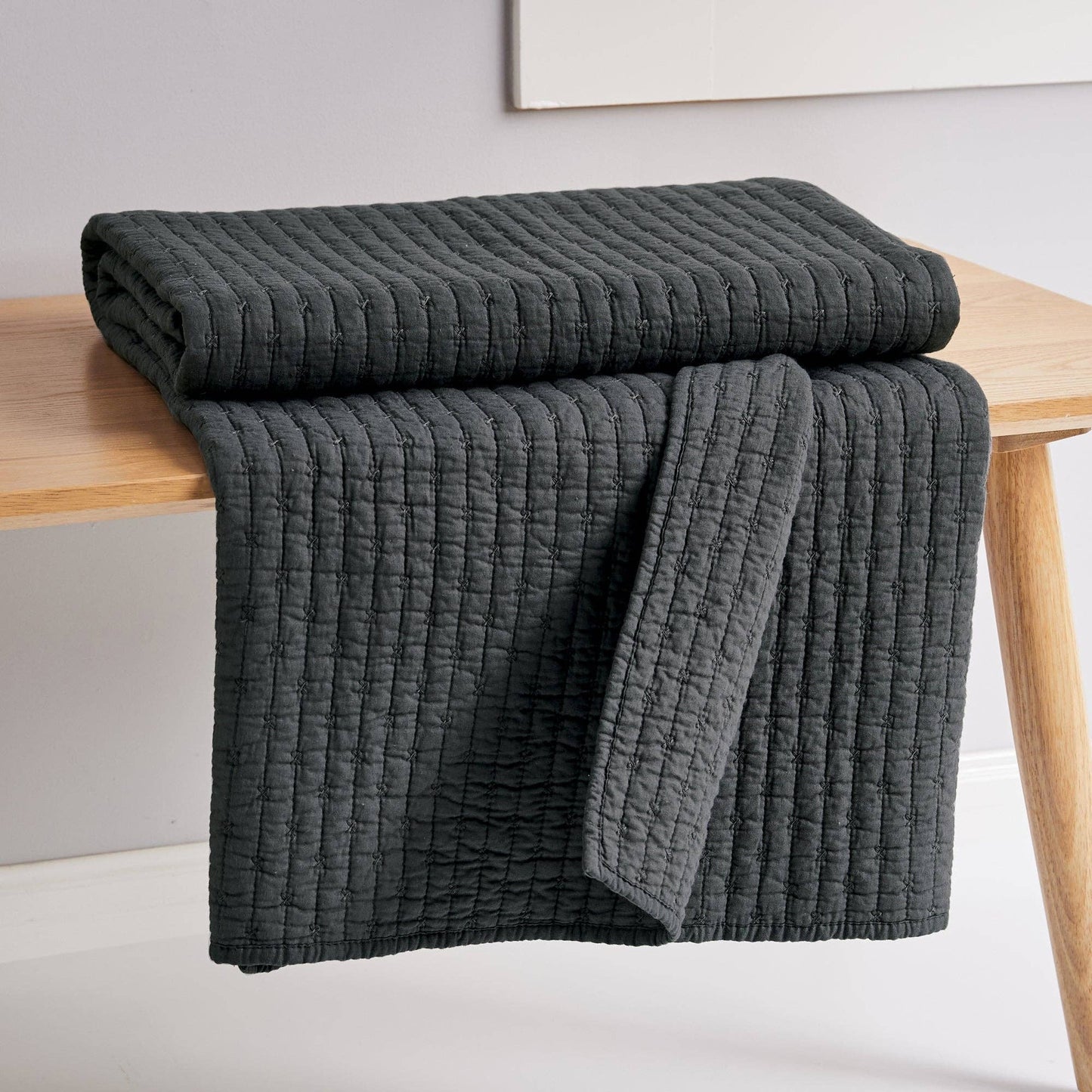 Levtex Home - Cross Stitch Quilted Throw: Navy