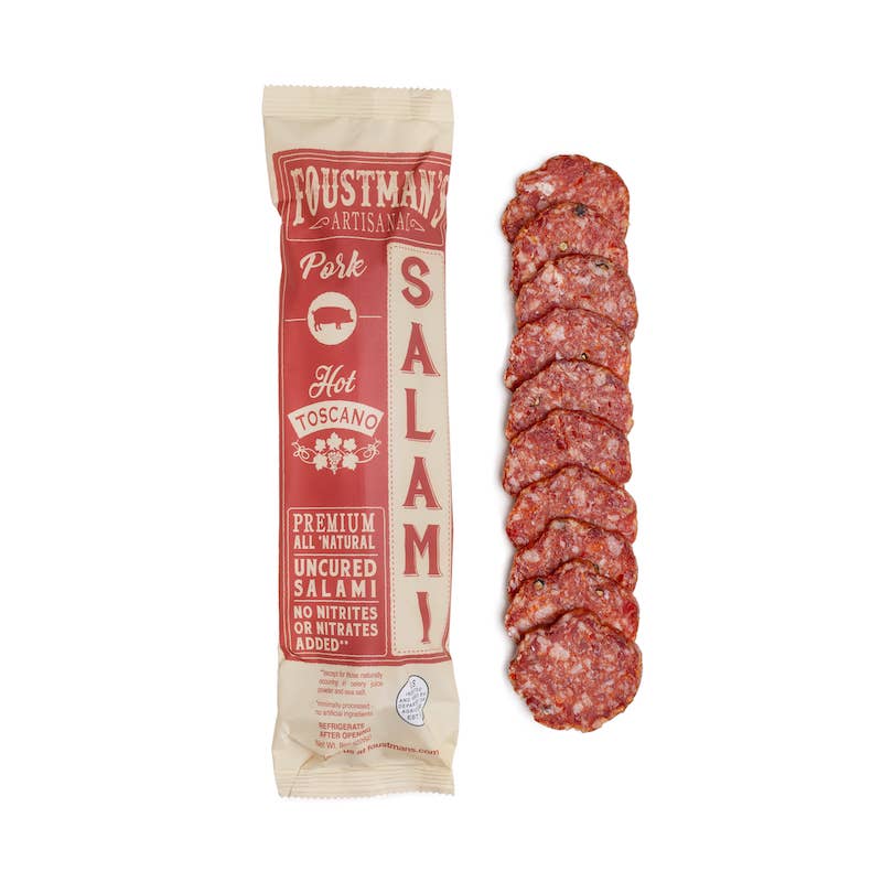 Foustman's Salami - PORK HOT TOSCANO | FOUSTMAN'S ALL-NATURAL UNCURED SALAMI