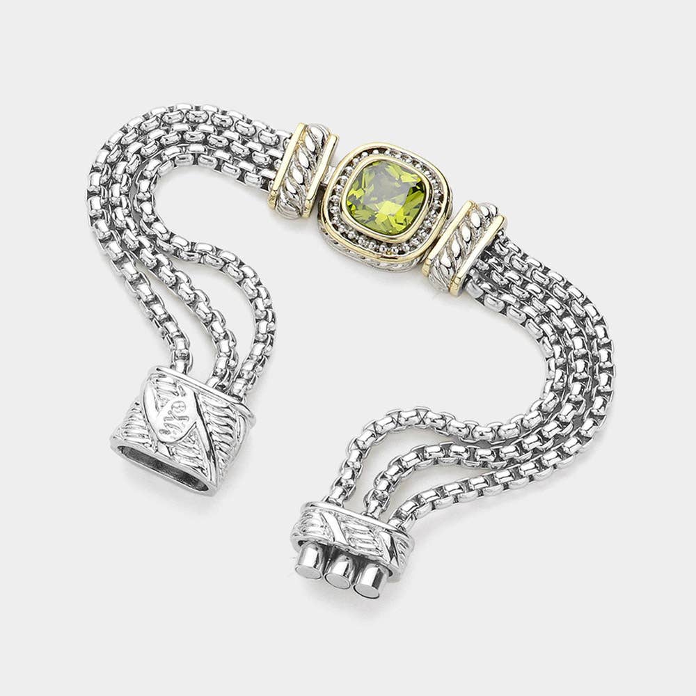 Sensibling Corp. - Square CZ Stone Magnetic Bracelet: Pave