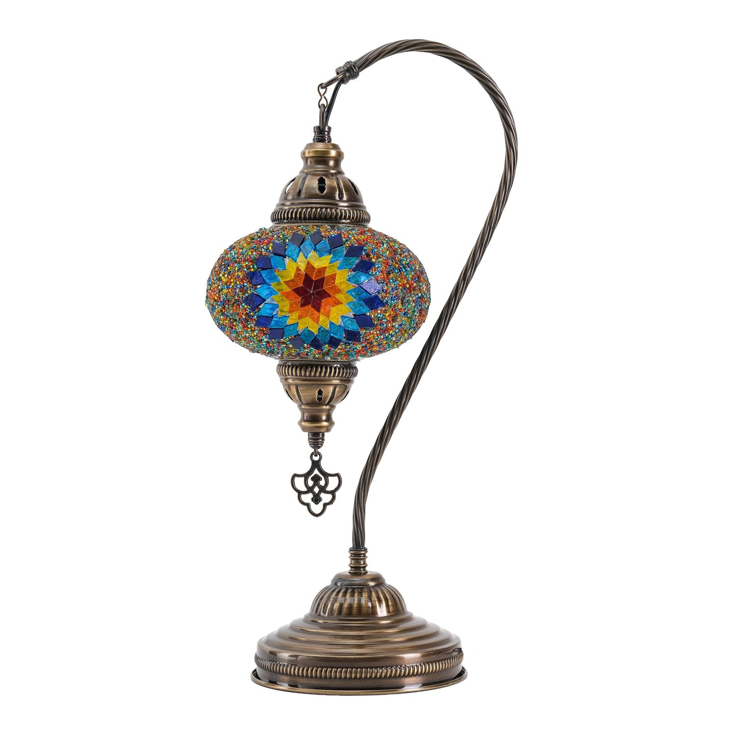Mozaist LLC - Mozaist Handmade Turkish Mosaic Swan Table Lamp Rainbow