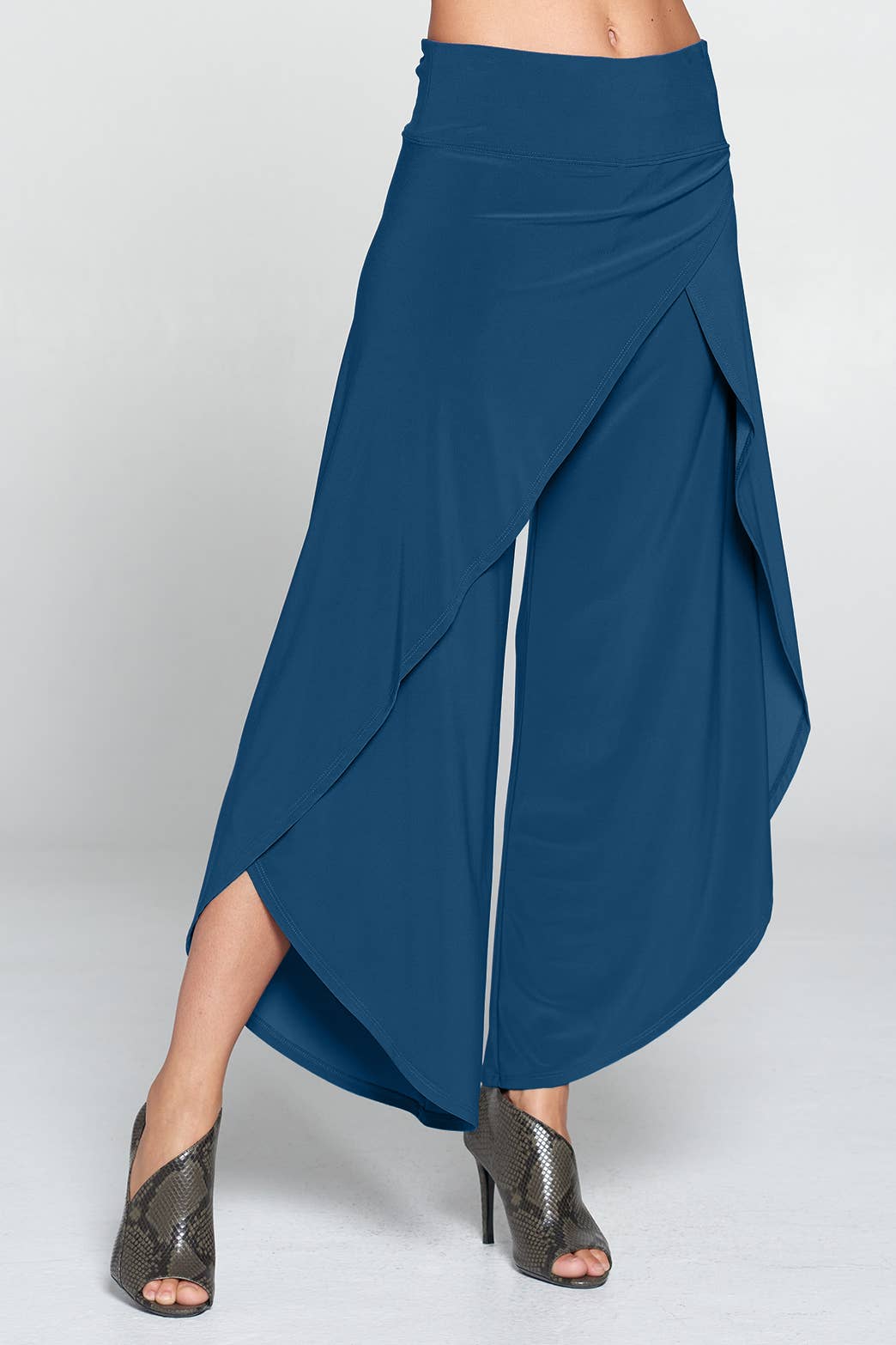 Focus Fashion - Asymmetrical Hem Wrapped Pant - IT134: Steel / Medium