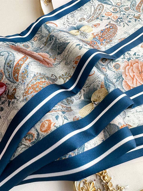 UZ Wholesale Store - Flower Print Scarf: BLUE / One_size