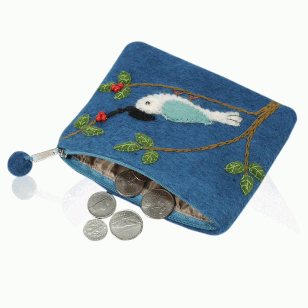 BNB Crafts Inc. - Bird on the Branch Theme Coin Purse: Royal Blue