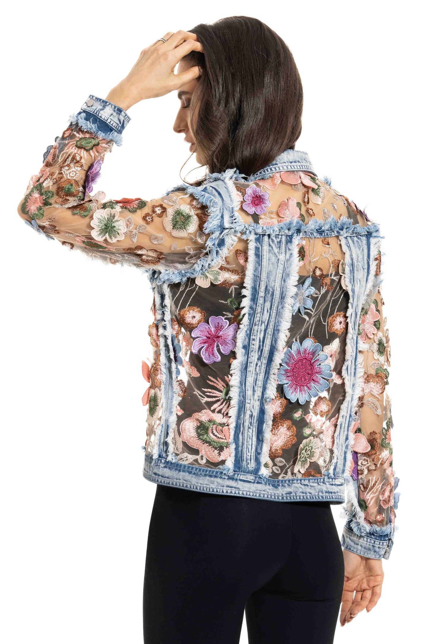 Adore - BA-06 - Denim and Lace Embroidered Jacket : M