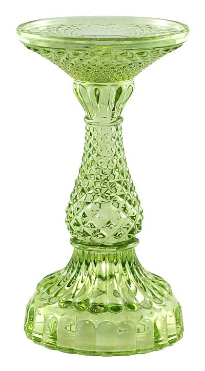 Twilight Collection - Bella Pillar Candle Holders – Lime: Small - 3.5"Ø x 6.5"H
