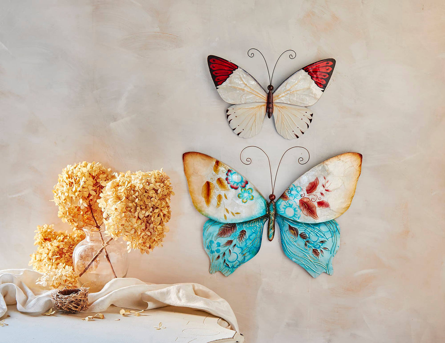 Eangee Home Design - Butterfly Wall Decor Blue And Pearl