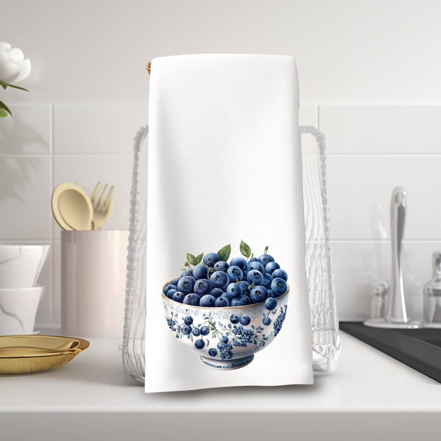 Fernville Creations - Blueberry Elegant Luxury Kitchen Hand Towel Decor