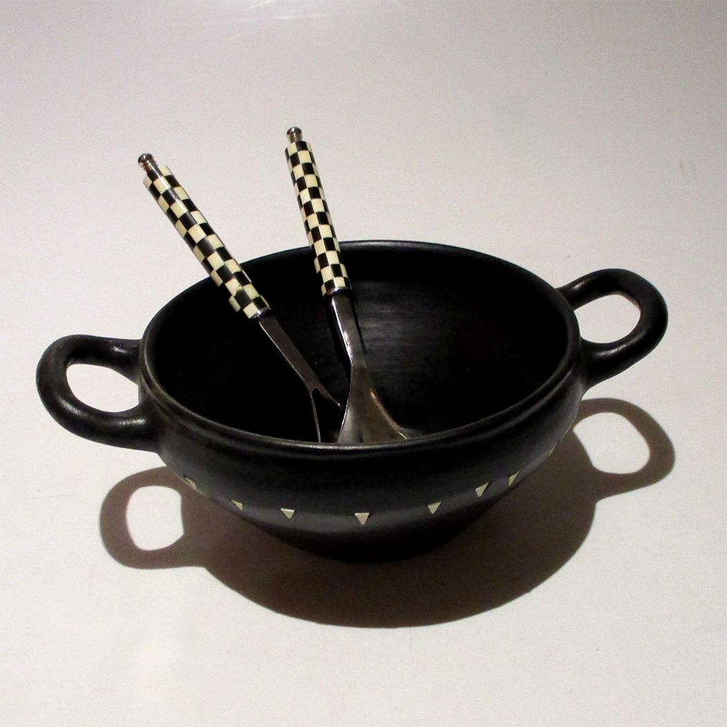 Shastra Home - Chic Checker 2-Piece Salad Server Set