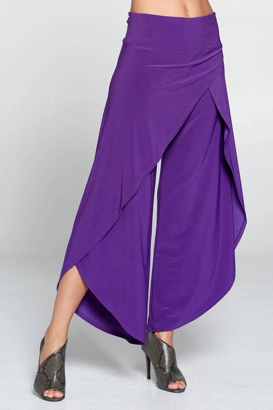 Focus Fashion - Asymmetrical Hem Wrapped Pant - IT134: Steel / Medium