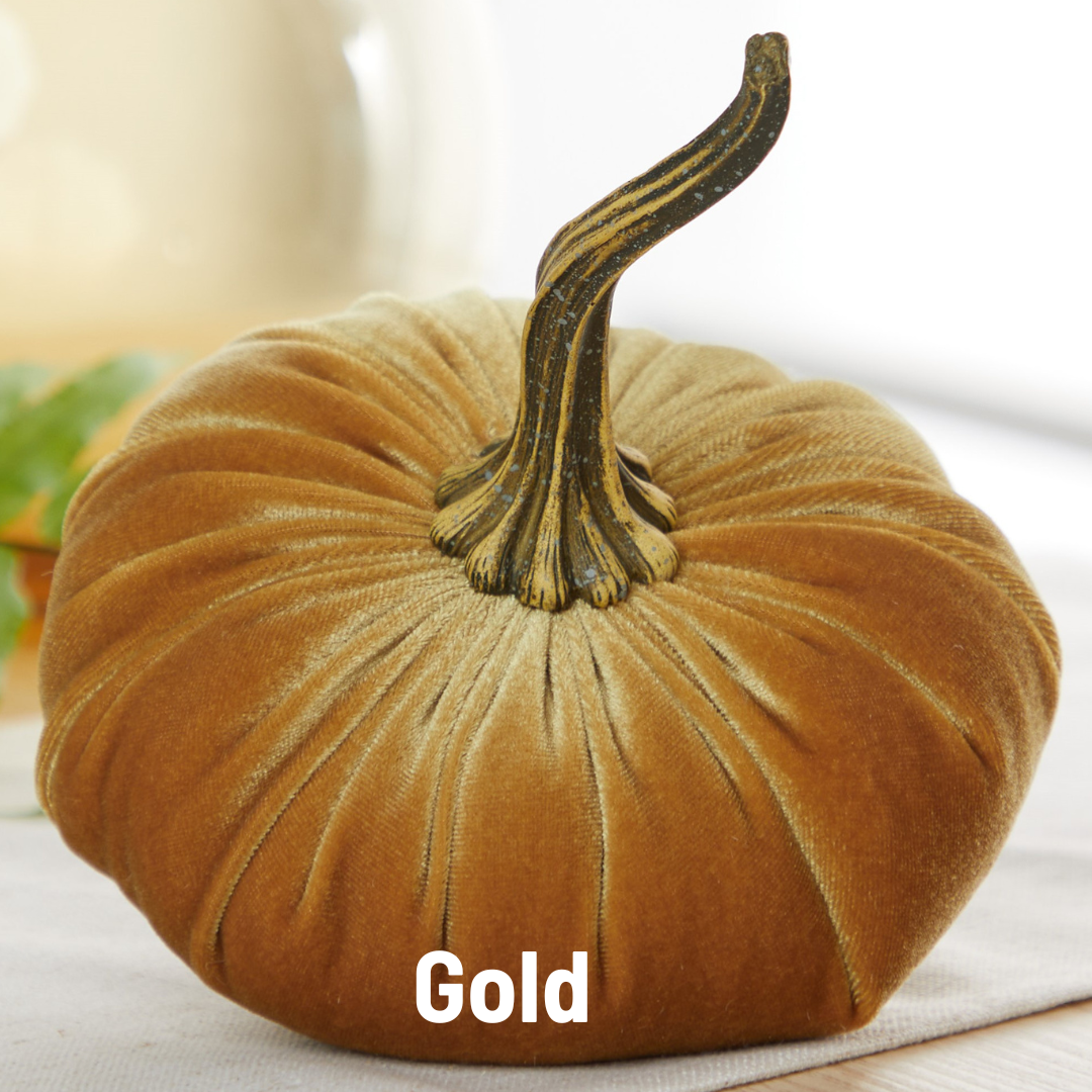 Your Heart's Content - Pumpkin Large Velvet, Fall Decor, Shelf Sitter, Tablescape: Avocado