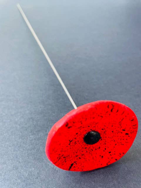 CARNEOL GLASS - Small Glass Flower For Inside In Red-Black