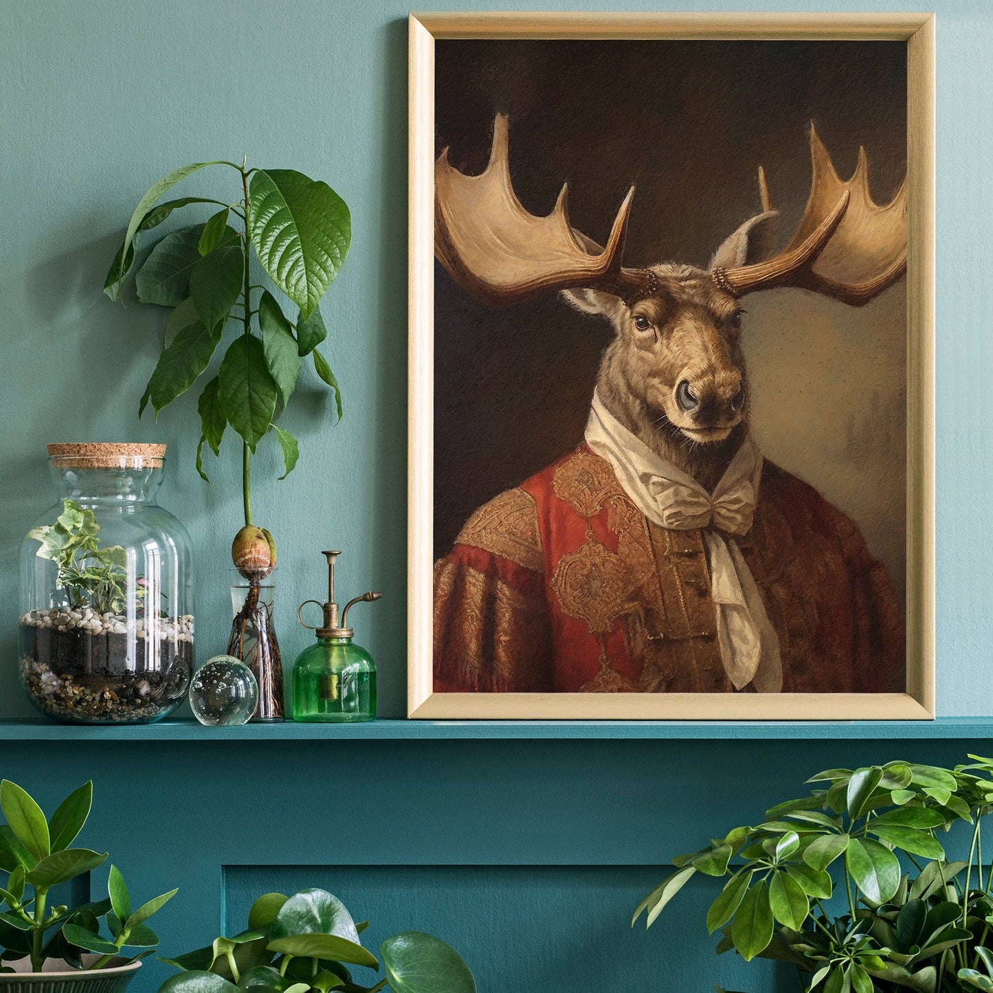 Ink & Drop - Moose Animal Portrait Print: 11 ¾ x 15 ¾ in | 30x40 cm / Matte