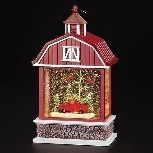 Roman - Lighted Swirl Barn with Truck and Cardinals Scene