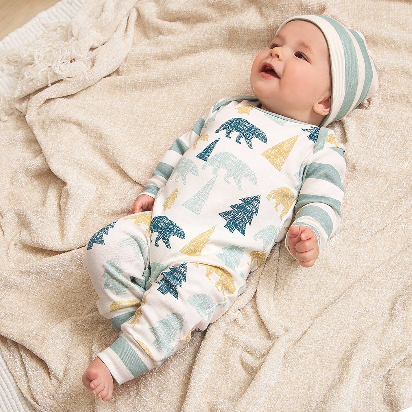 Tesa Babe - Bear Mountain Baby Boy Cotton Romper - Open Stock: 6-12 months
