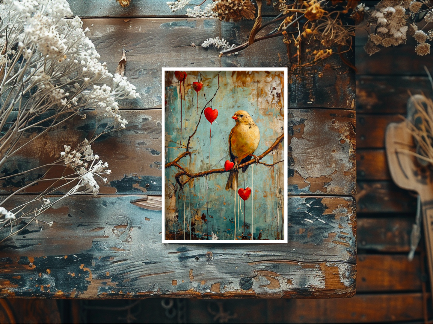 Salty Alyce - Antique Yellow Canary Blank Card 62AS