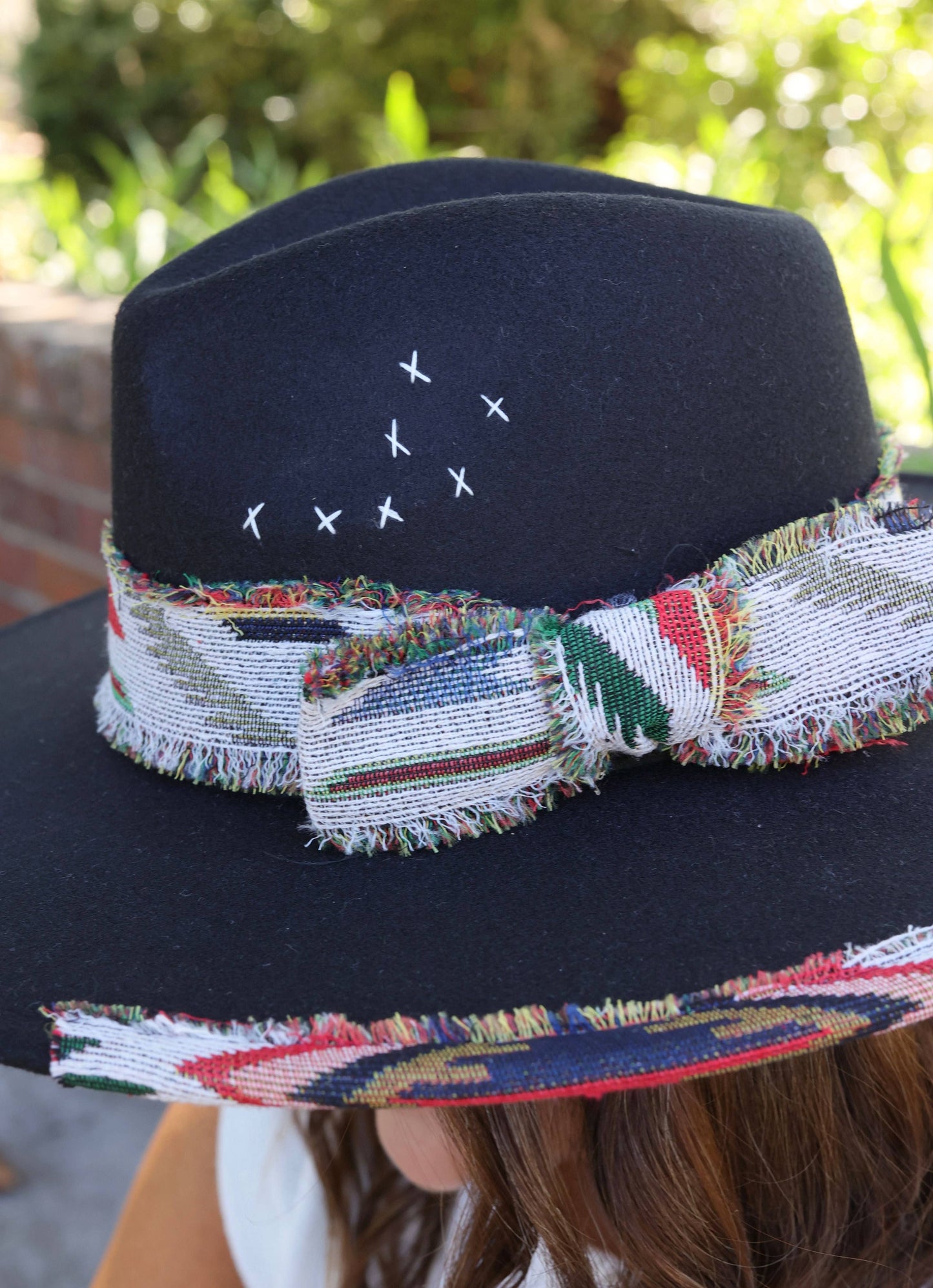Caroline Hill - Lucie Hat with Aztec Accents BLACK: Default