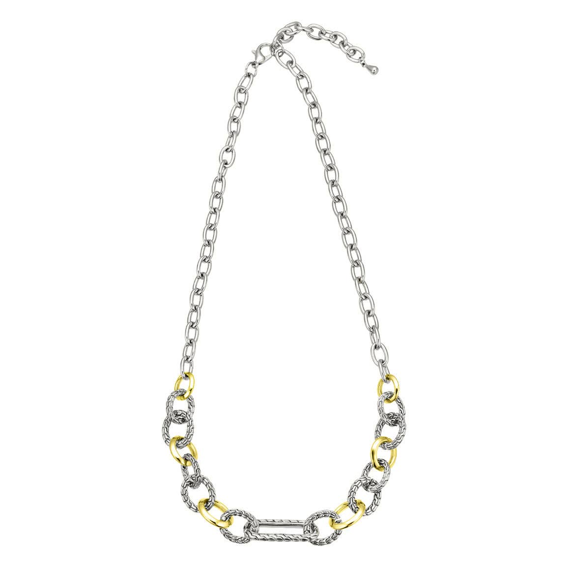 Laudic Co - 21 Inch Two Tone Rectangle Link Necklace