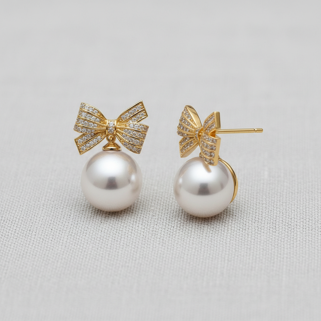 camilla dovey - Geometric Bow Cubic Zirconia Stud Earrings
