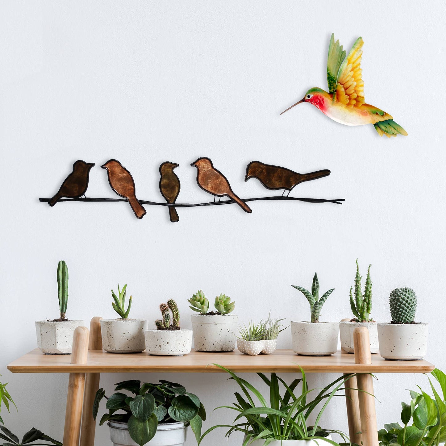 Eangee Home Design - Hummingbird Wall Decor Yellow And Green, w/ Capiz-In/Outdoor