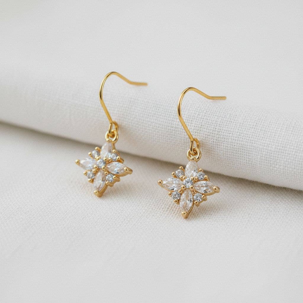 Ellemadera - Geometric Star Drop Earrings with Sparkling Accents