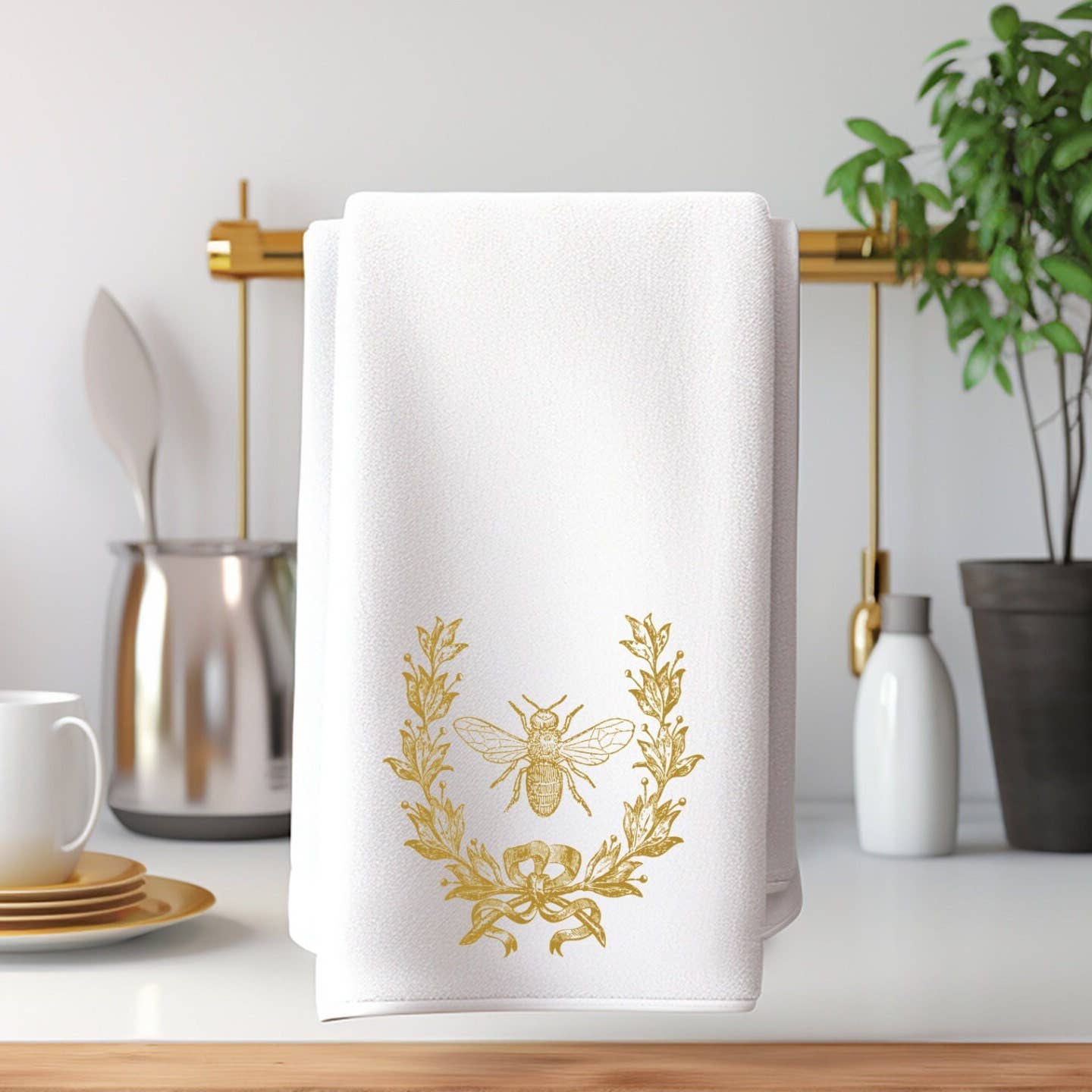 Fernville Creations - Gold Bee French Inspired Luxury Velour Hand Towel