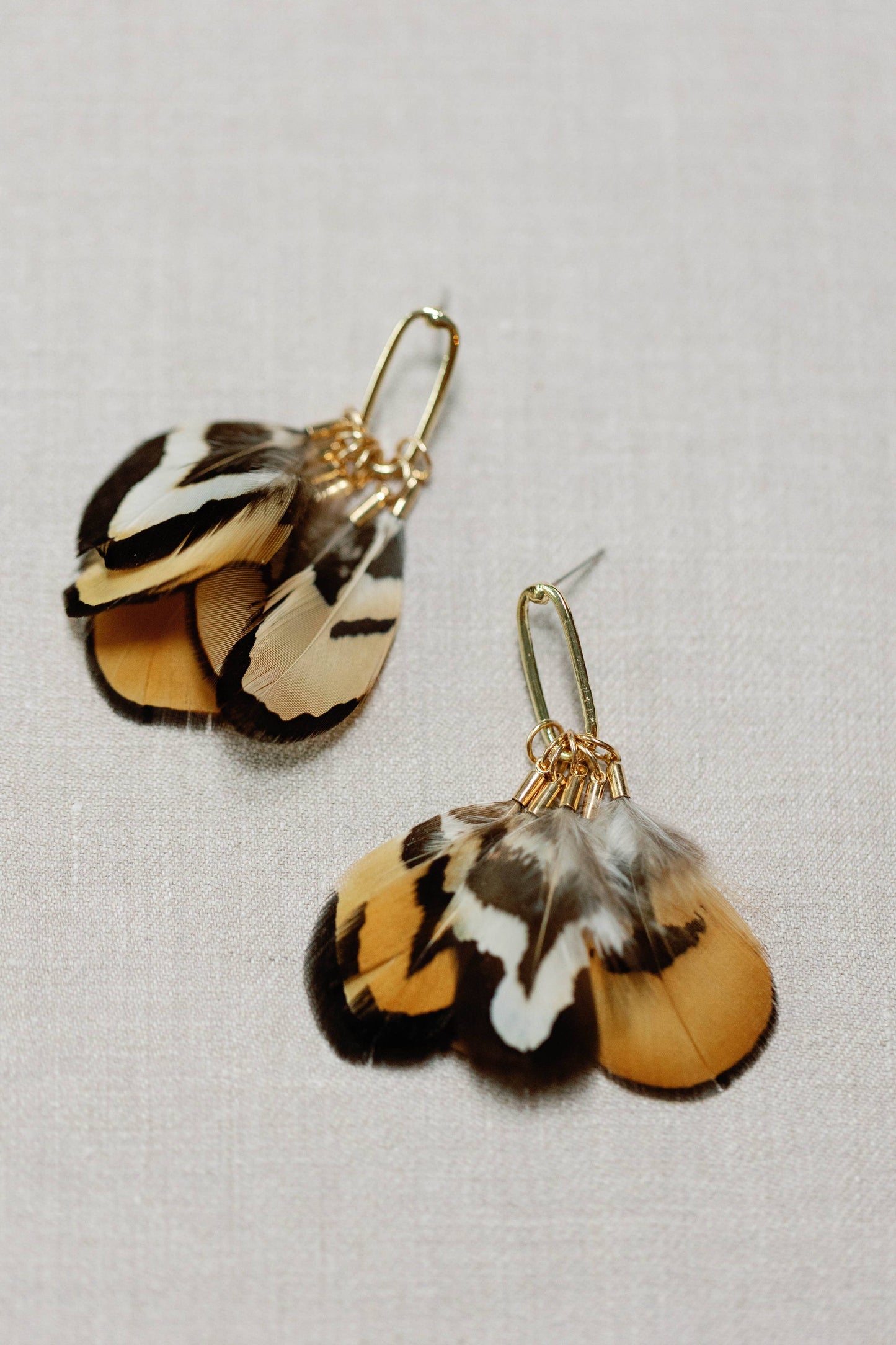 St Armands Designs of Sarasota - Quail Feather Statement Tassel Earrings