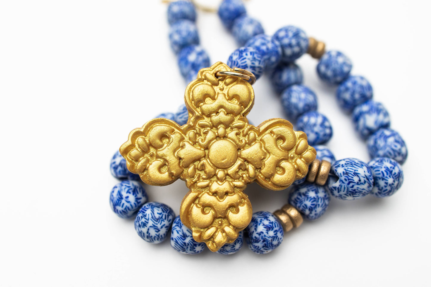 Hidden Truth Jewelry - Blue and White Glass with Andrea Cross