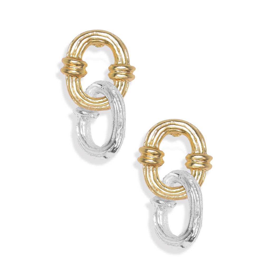 KARINE SULTAN - Mixed metal etched dangle link earring