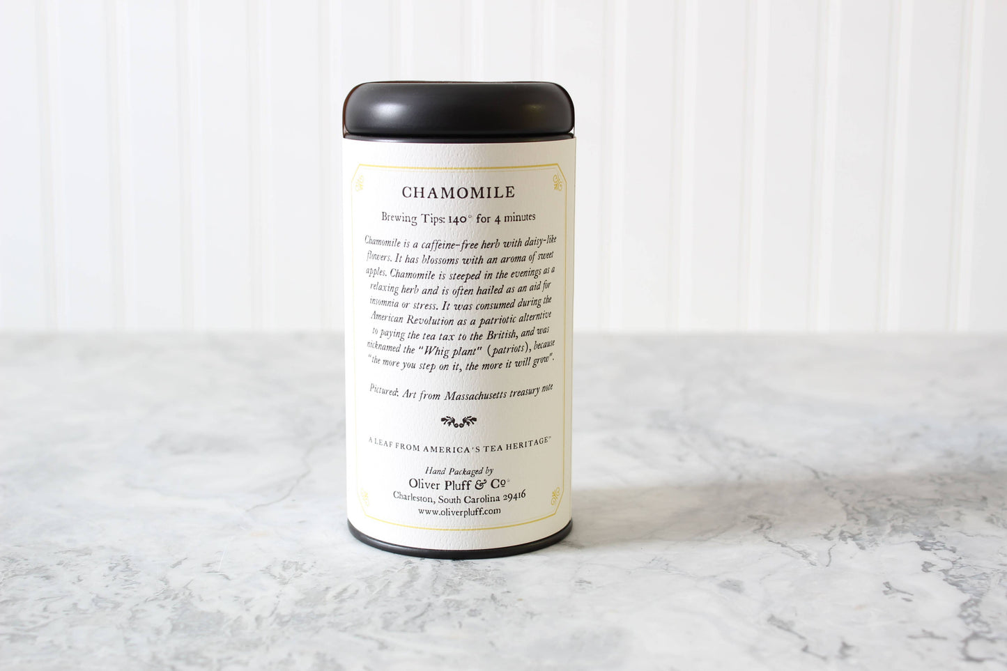 Oliver Pluff & Company - Chamomile - Caffeine Free 20 Teabags in Signature Tea Tin