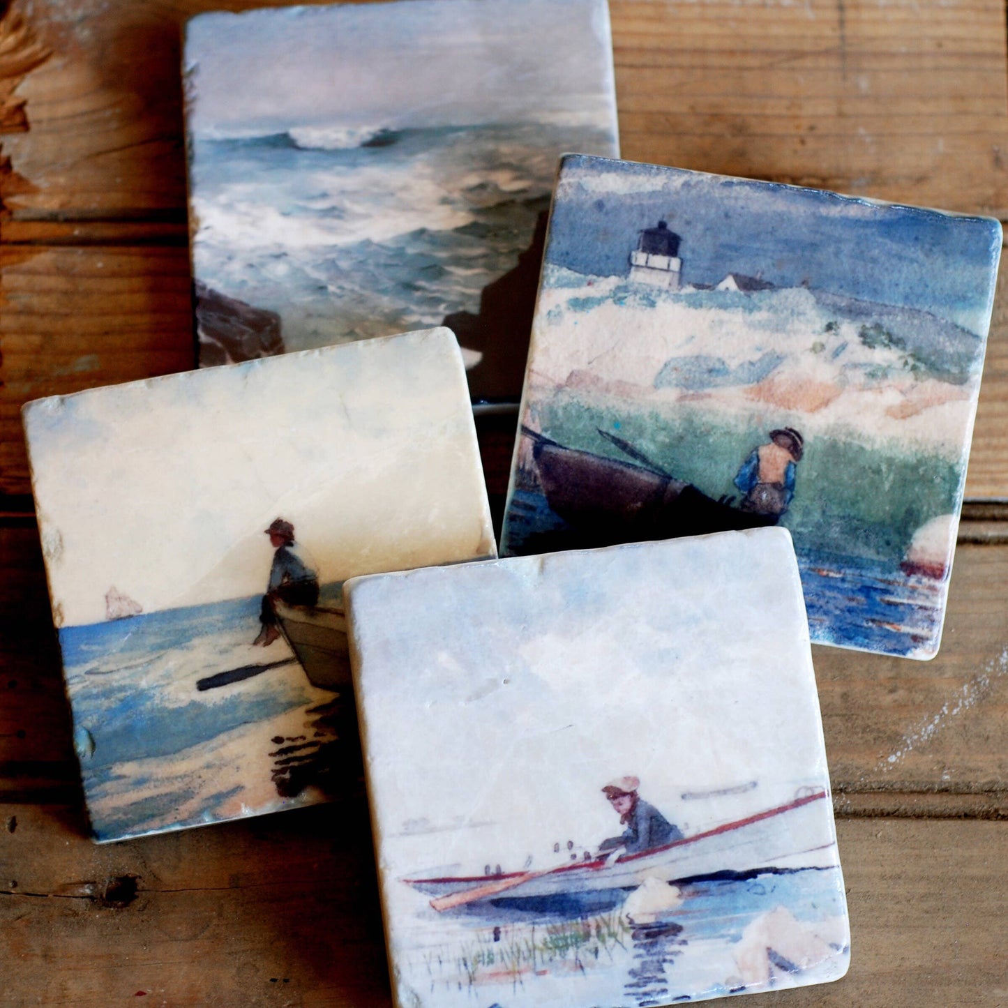 The Painted Lily - On the Water stone coasters - case of 4