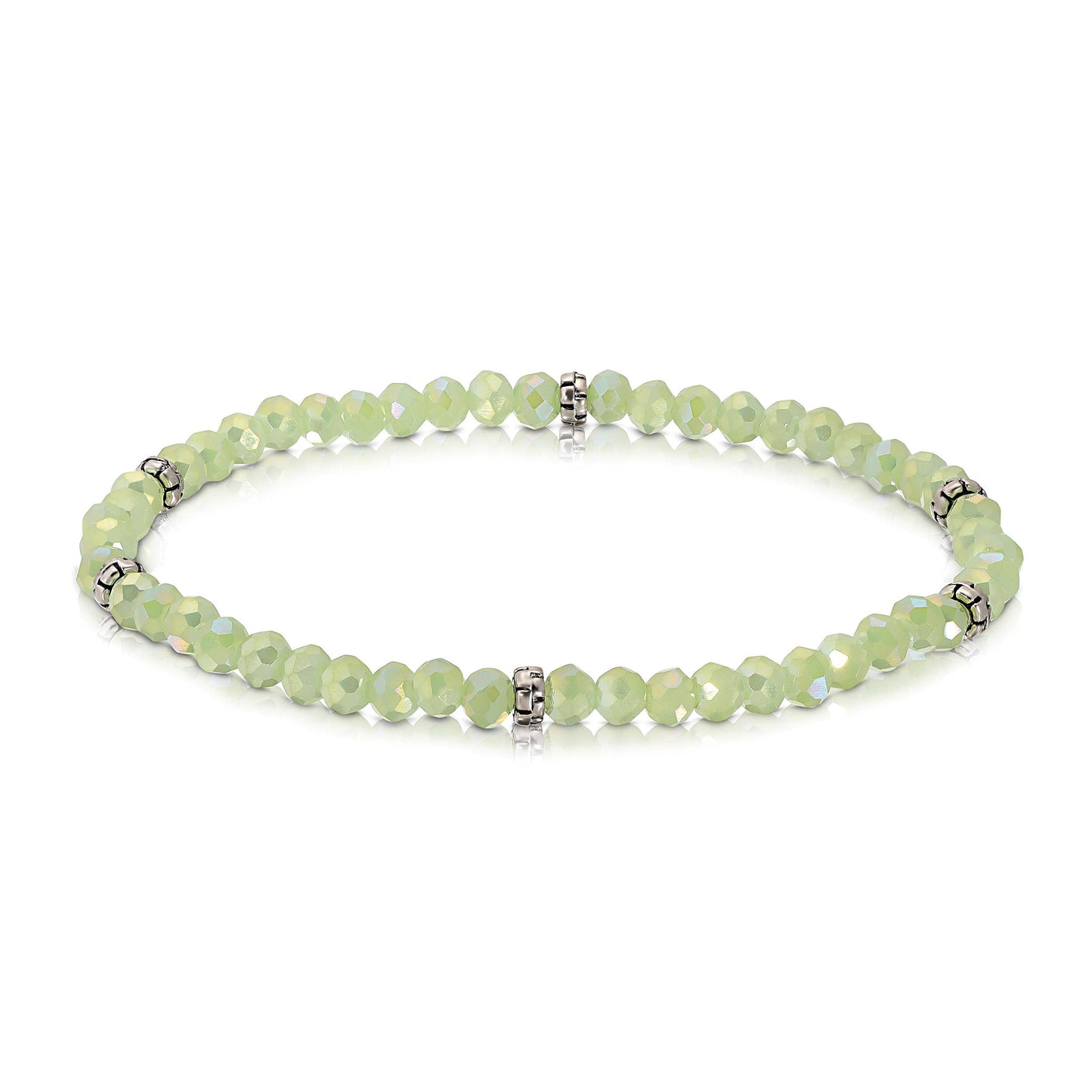 My Fun Colors - Mini Crystal Beaded Stretch Bracelet | So Many Great Colors!: Shell ab+Silver Accent (MC204S)