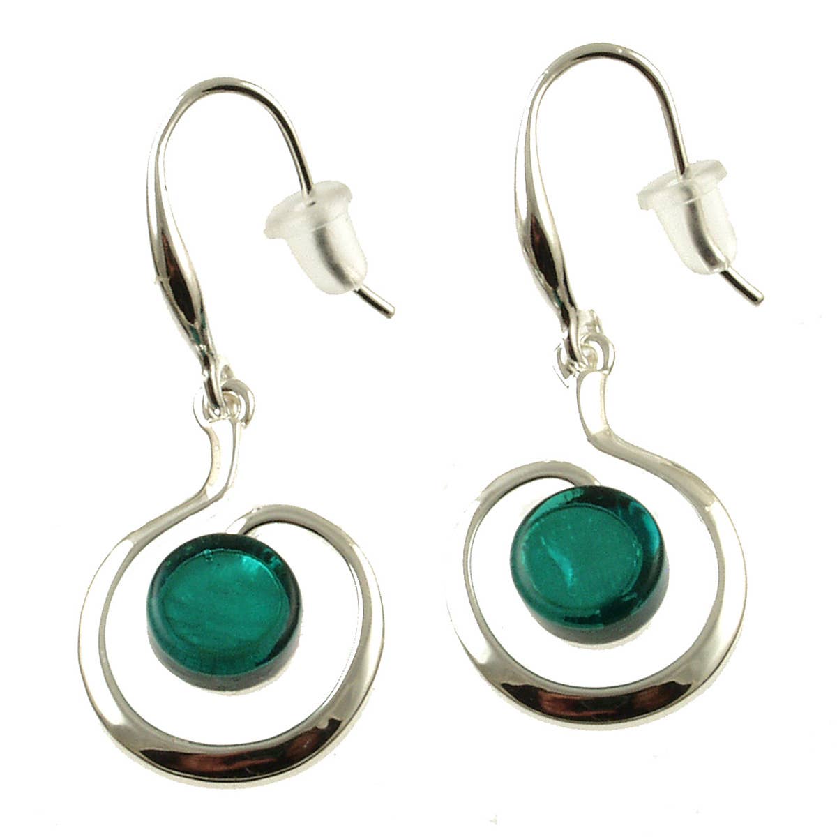 Origin Jewelry - Swirl Earrings, Resin & Shell in Seven Colors: Silver/Green