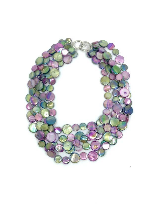 Sea Lily - 382013 - Purple/Green 5 Strand MOP Necklace