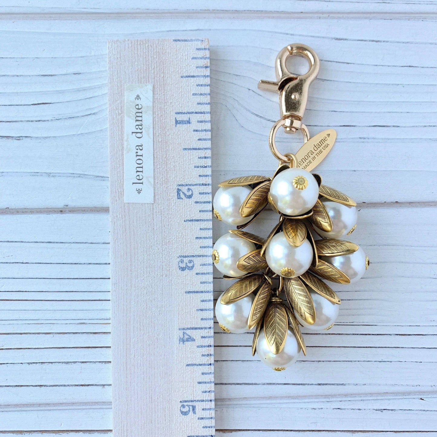 Lenora Dame - Classic Pearl Bead Cap Bag Charm & Keychain
