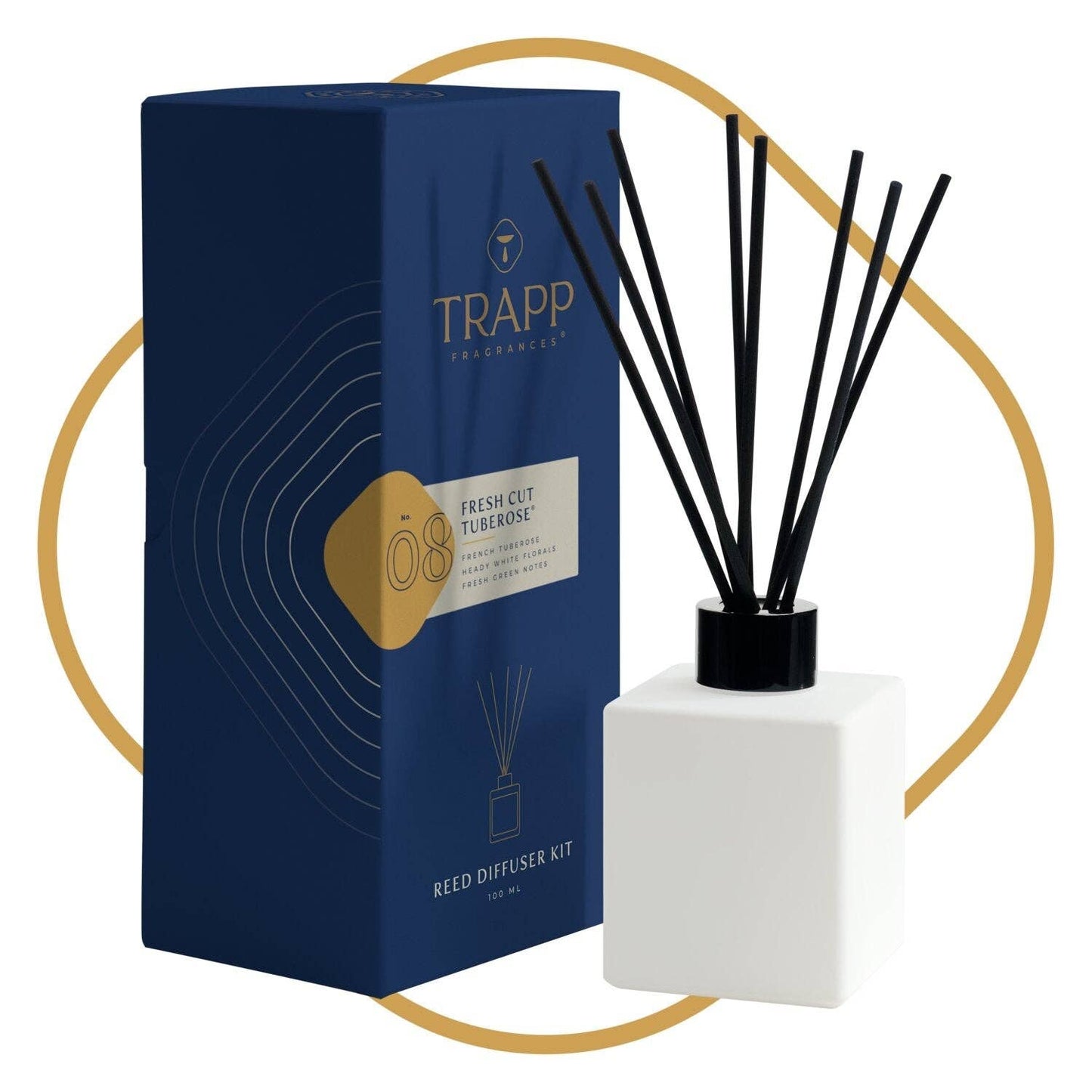 Trapp Fragrances - No. 08 Fresh Cut Tuberose 4 oz. Reed Diffuser Kit