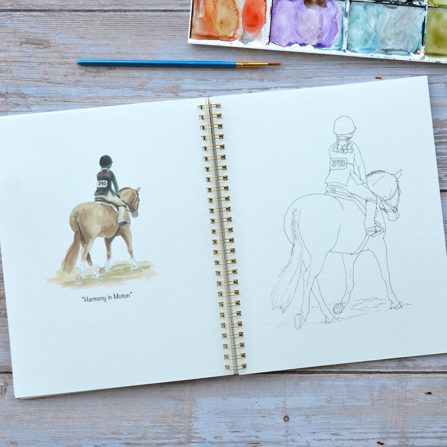 LKA Fine Art - Watercolor workbook, Horse show Watercoloring book