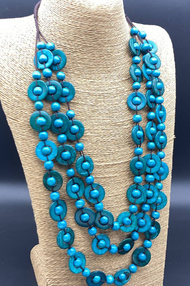 UNISHE - Colorful Wooden Beads Necklace MOQ 5pcs ZZKF648: 01 / One Size