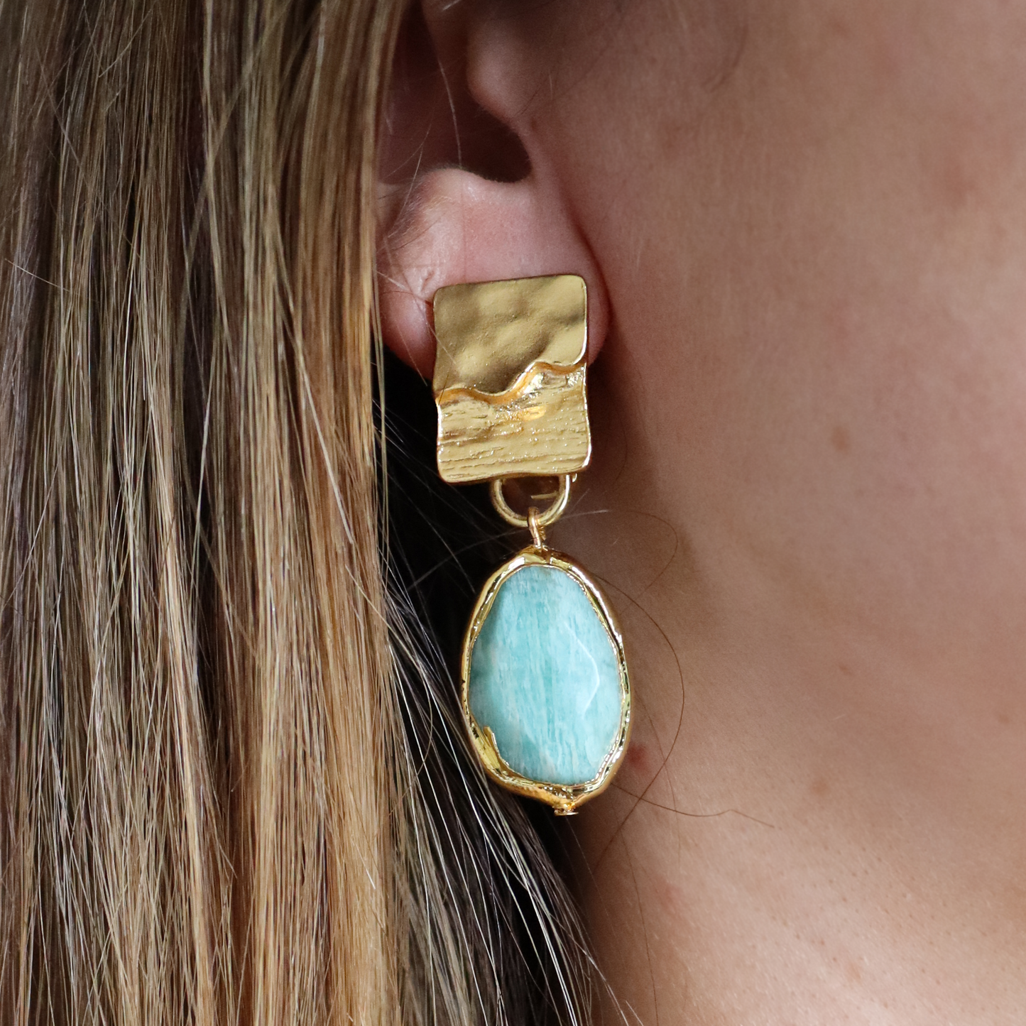 KARINE SULTAN - Amazonite Stone Clip-on Earrings