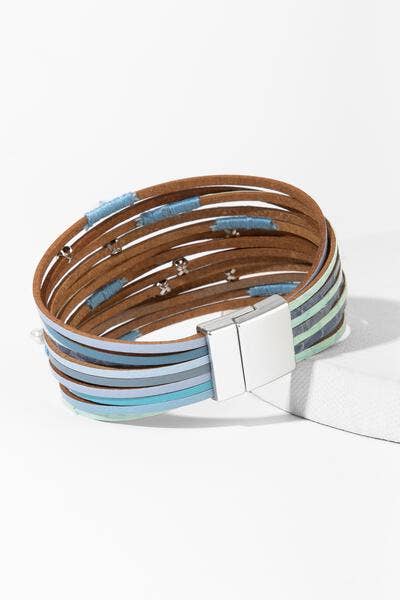 SAACHI - Bubbly Multi Strand Leather Bracelet: Champagne