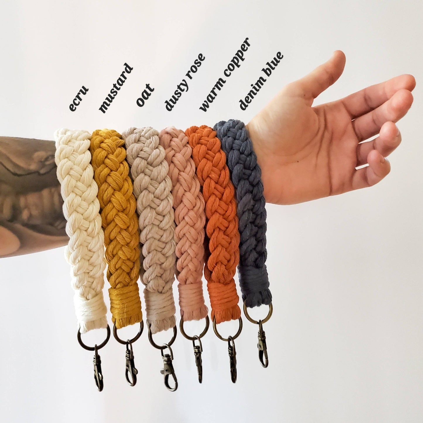Under The Pines Goods - Braided Macrame Wristlet Keychain: Oat