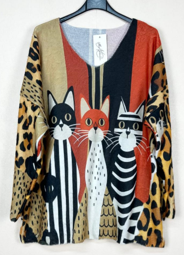 LOOWIE - POLEO Italian Cozy Cats Sweater One Size LOOWIE