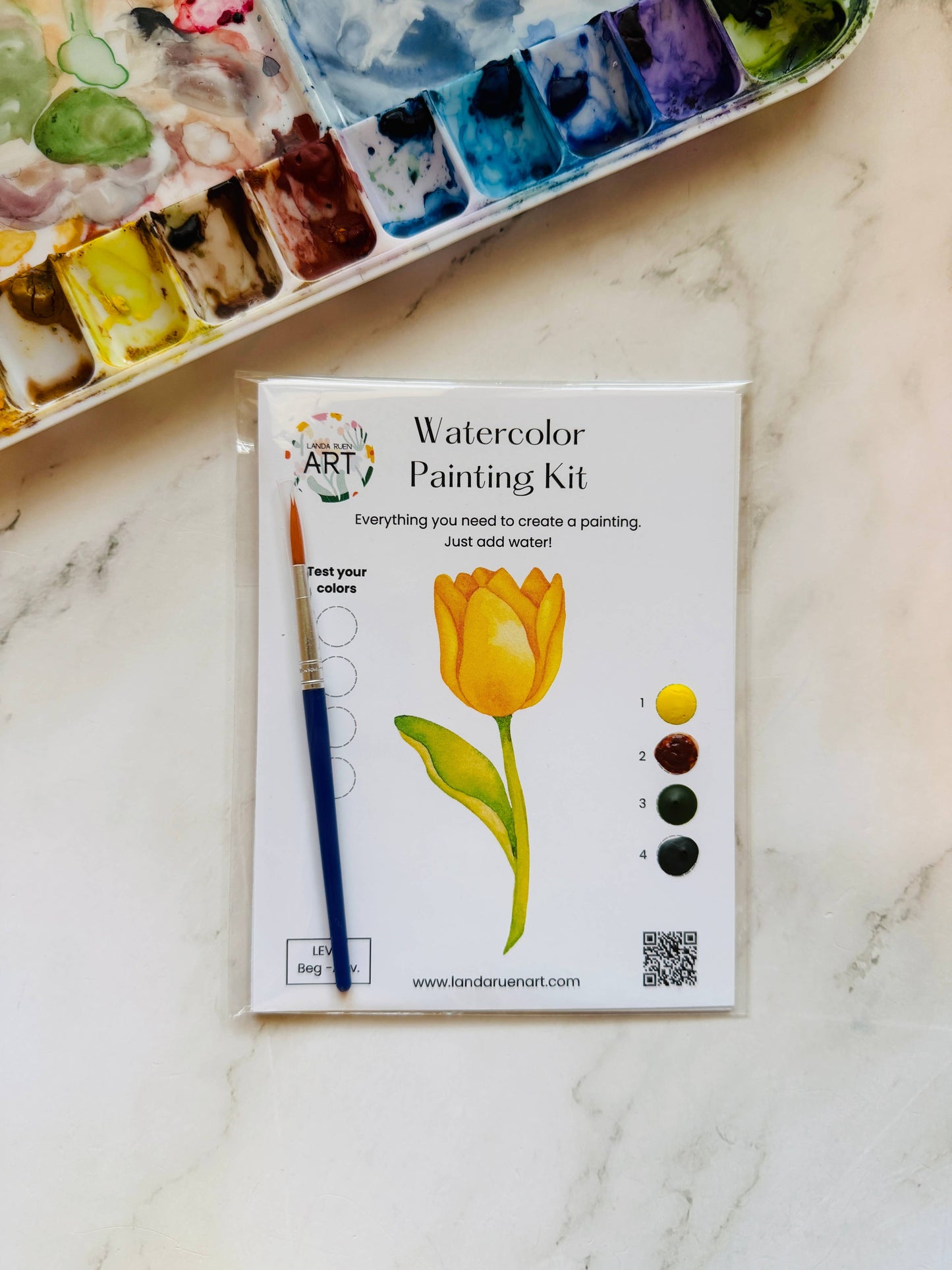 Landa Ruen Art - Yellow Tulip Watercolor Kit